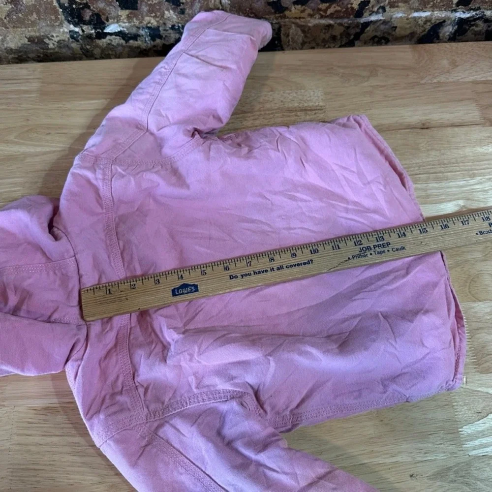 Carhartt Jacket Girls XXS (4-5) Pink Hooded Full Zip Quilted Faded Grunge Canvas